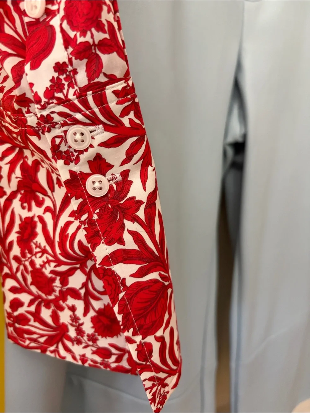 J. Crew Red and White Floral Ruffled Blouse - Picture 6 of 6